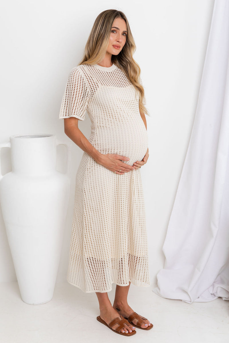 Airlie Crochet Midi Dress - Natural The Self Styler Airlie Crochet Midi Dress - Natural The Self Styler