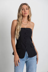Harvee Strapless Top - Black - The Self Styler