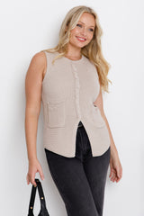 Ruby Knit Vest Top - Stone - The Self Styler