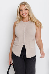Ruby Knit Vest Top - Stone - The Self Styler