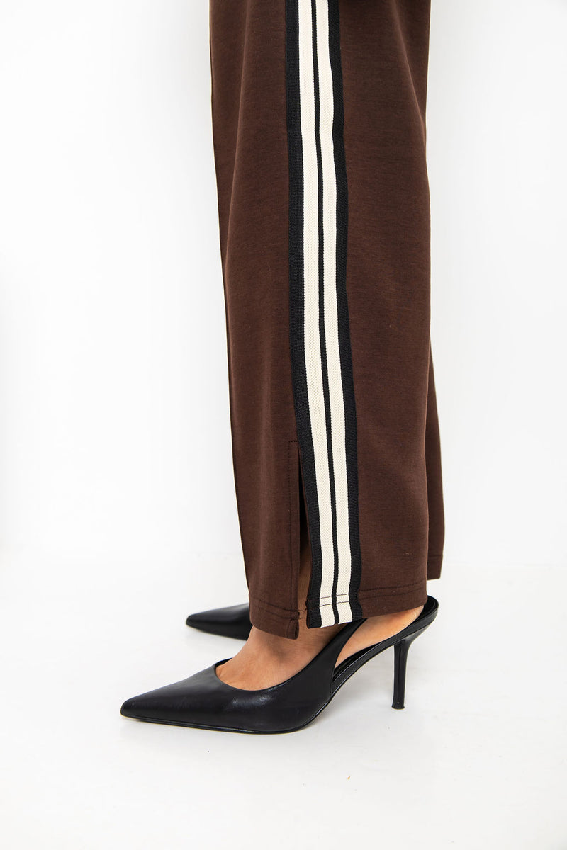 Ryder Jogger Stripe Pant - Chocolate - The Self Styler