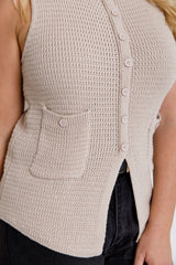 Ruby Knit Vest Top - Stone - The Self Styler