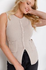 Ruby Knit Vest Top - Stone - The Self Styler