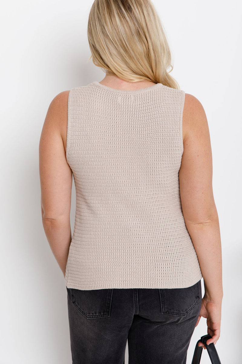 Ruby Knit Vest Top - Stone - The Self Styler