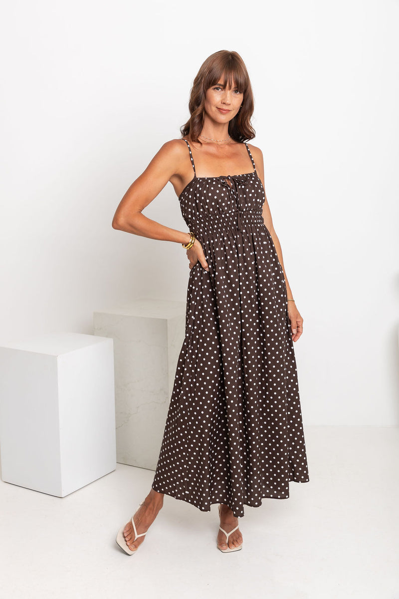 Indie Polka Dot Maxi Dress
