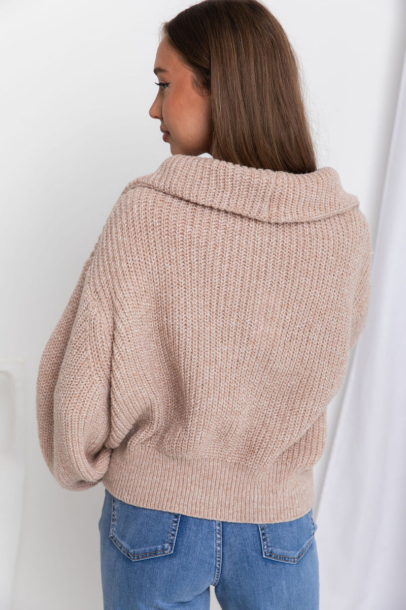 Paige Knit Top - Blush Marle - The Self Styler