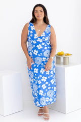 Lucia Midi Dress - Azure Blue Floral - The Self Styler