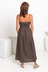 Indie Polka Dot Maxi Dress - Chocolate and White - The Self Styler