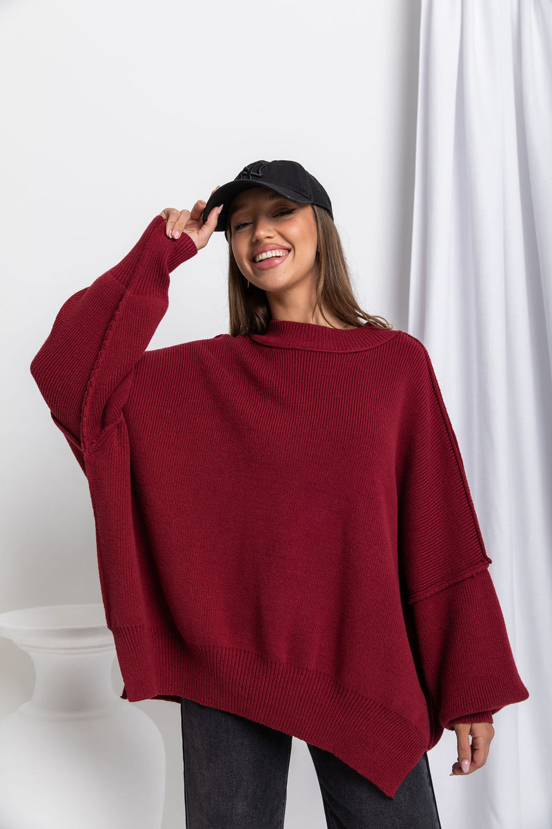Dulcie Knit Top - Burgundy - The Self Styler