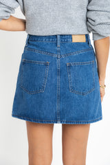 Dylan Denim Mini Skirt - Mid Blue Wash - The Self Styler Exclusive - The Self Styler