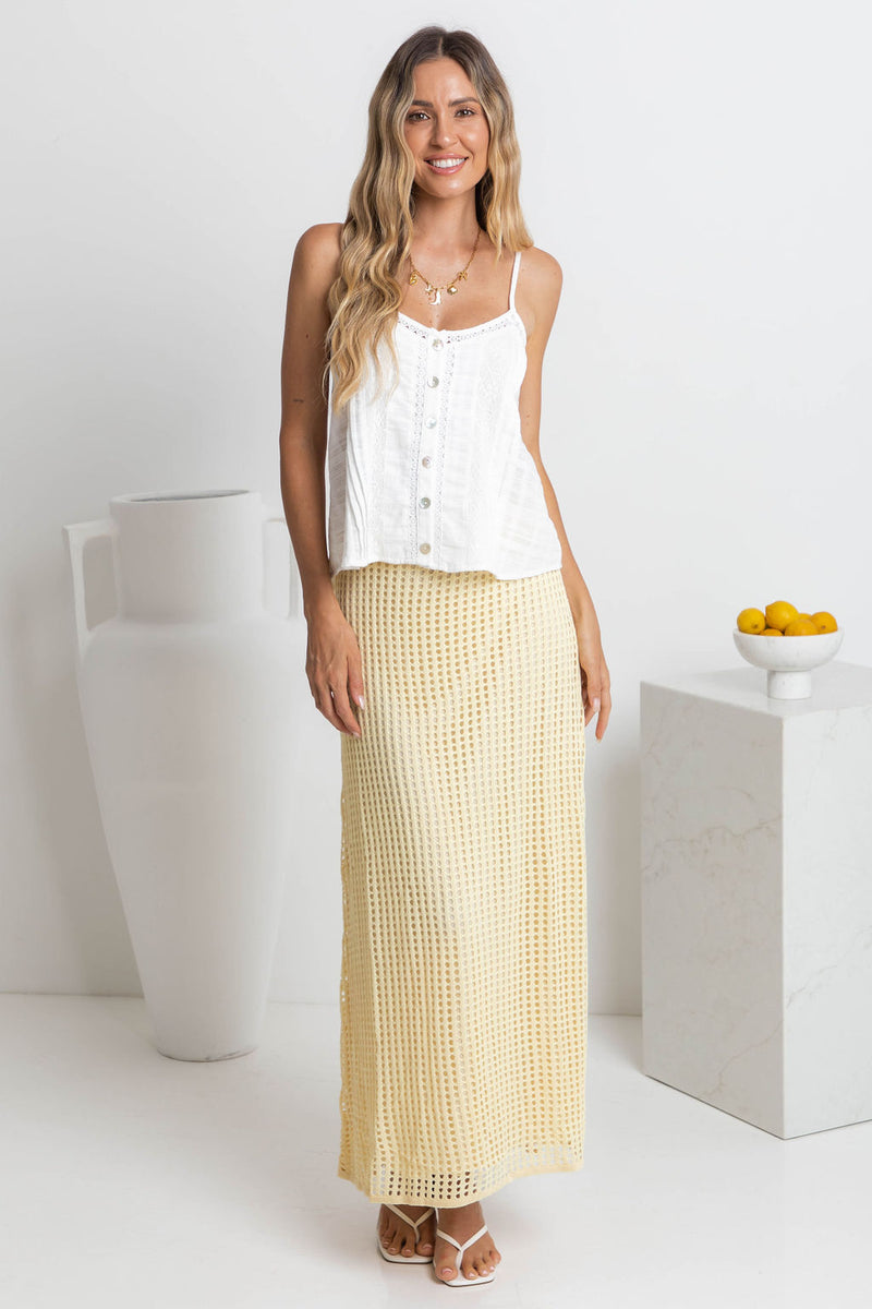 Florence Crochet Midi Skirt - Yellow - The Self Styler