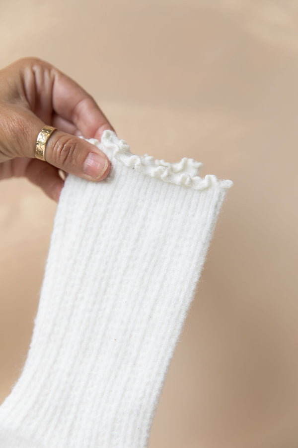 Claire Frill Ankle Socks - White - The Self Styler
