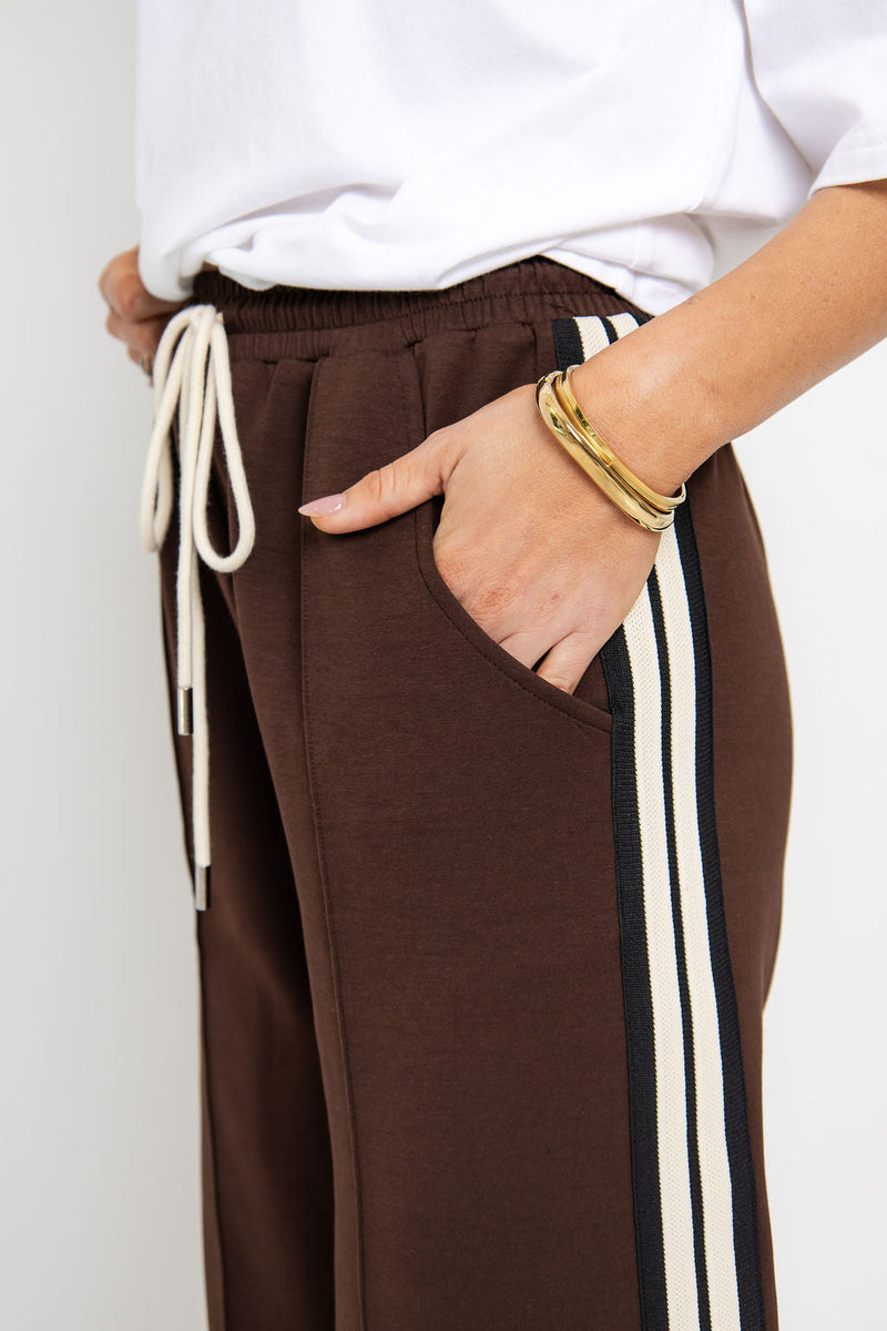 Ryder Jogger Stripe Pant - Chocolate - The Self Styler