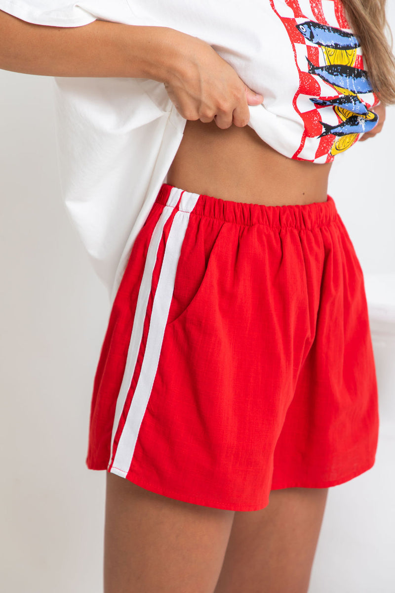 Koa Shorts - Red and White - The Self Styler