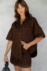 Sienna Denim Mini Skirt - Espresso - The Self Styler