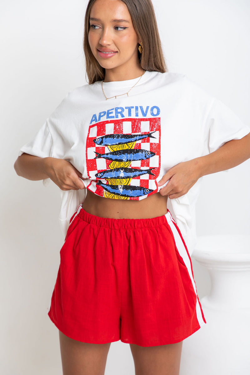 Koa Shorts - Red and White - The Self Styler