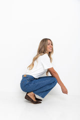 Dakota Straight-Leg Denim Jeans - Mid Blue Wash - The Self Styler Exclusive - The Self Styler