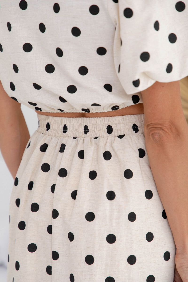 Peta A-Line Midi Skirt - Polka Dot - The Self Styler
