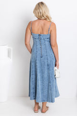 Kylie Denim Midi Dress - Light Wash - The Self Styler