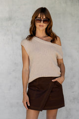 Sienna Denim Mini Skirt - Espresso - The Self Styler
