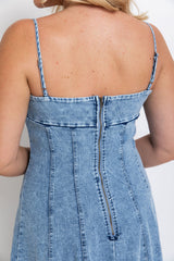 Kylie Denim Midi Dress - Light Wash - The Self Styler