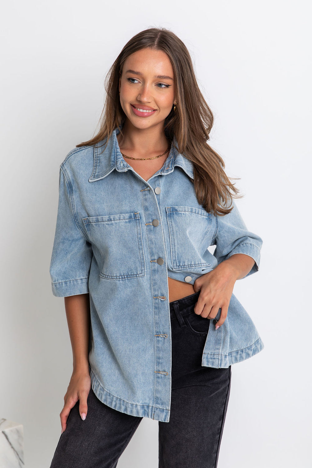 Green button up shirt dress women 4884