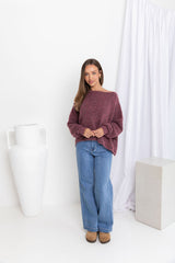 Tilly Knit Top - Wine - The Self Styler