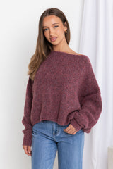 Tilly Knit Top - Wine - The Self Styler