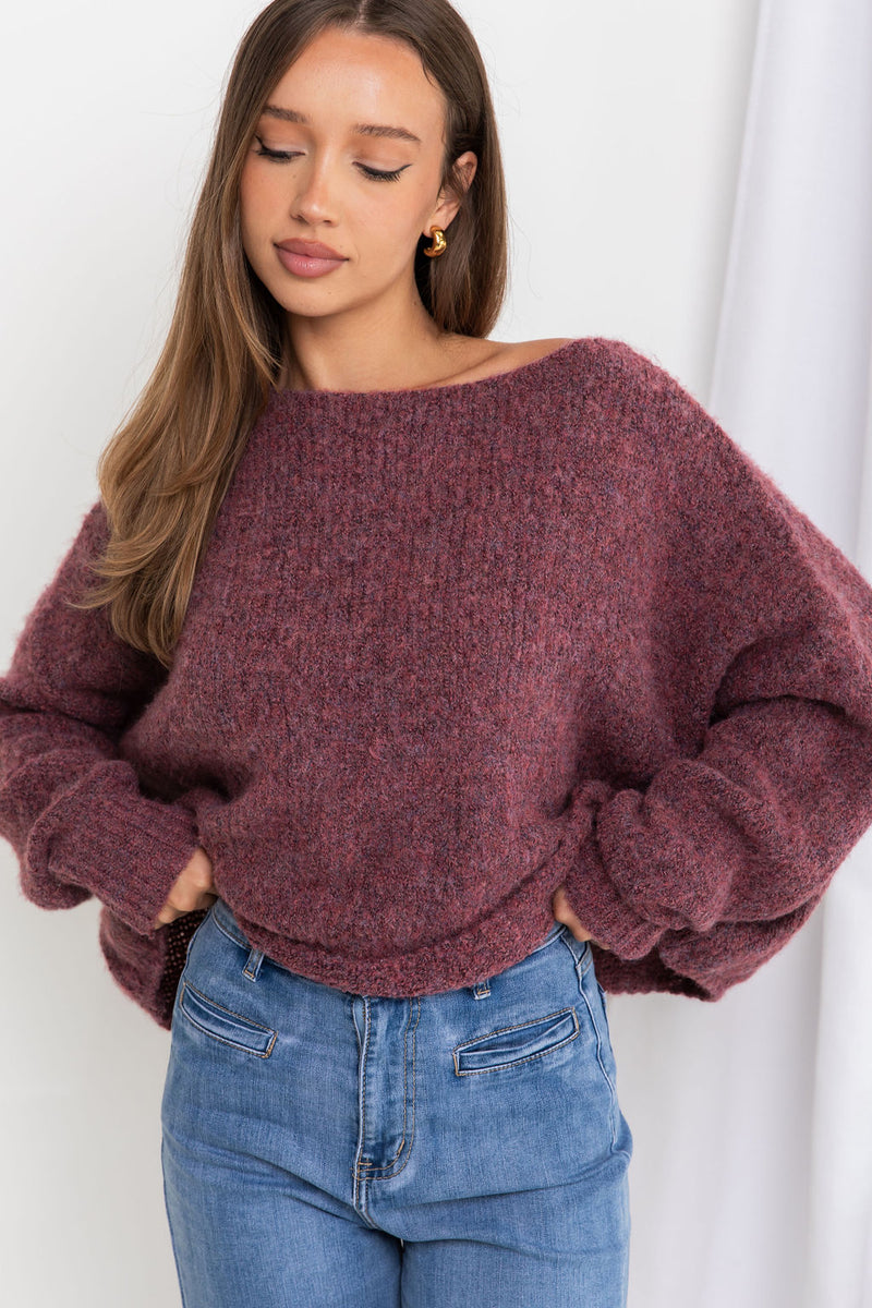 Tilly Knit Top - Wine - The Self Styler