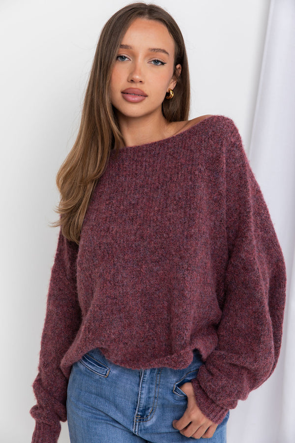 Tilly Knit Top - Wine - The Self Styler