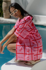 Kristin Shirt Dress - Beach Soleil Print - Pink and Red - The Self Styler