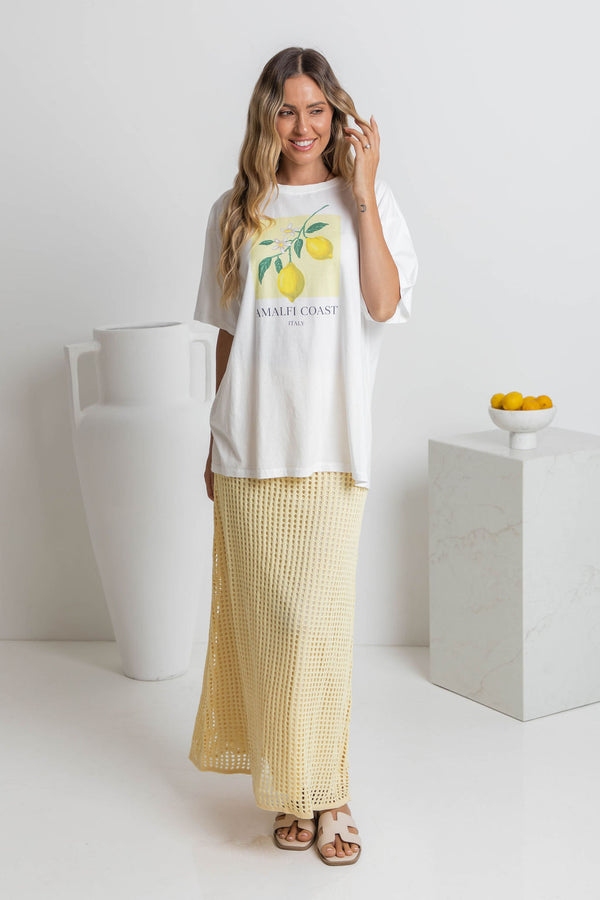 Florence Crochet Midi Skirt - Yellow - The Self Styler