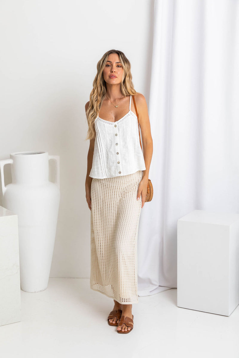 Florence Crochet Midi Skirt - Natural - The Self Styler