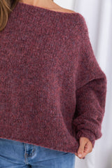 Tilly Knit Top - Wine - The Self Styler