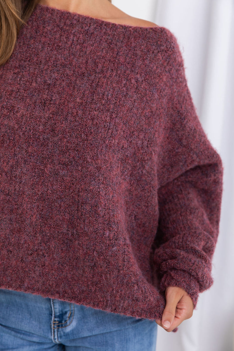 Tilly Knit Top - Wine - The Self Styler