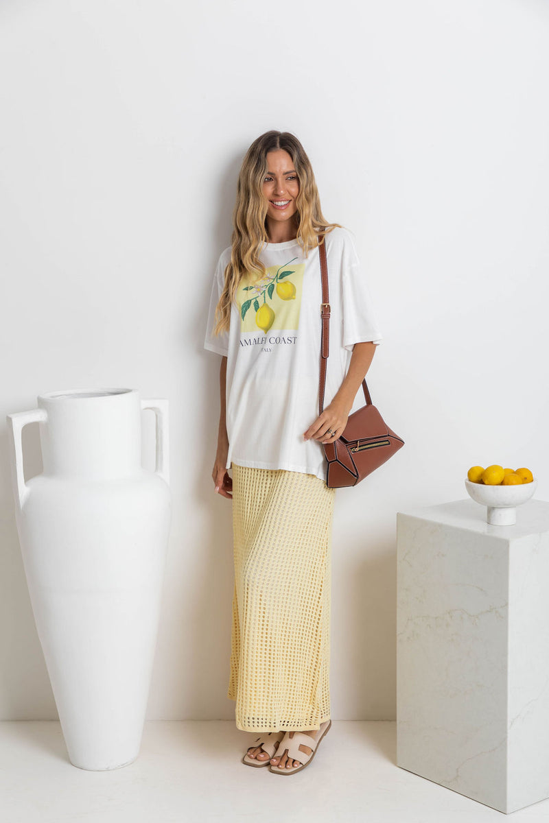 Florence Crochet Midi Skirt - Yellow - The Self Styler