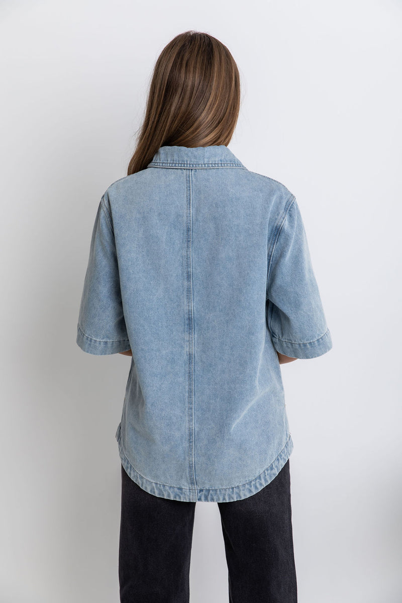 Marley Oversized Denim Shirt - Vintage Wash - The Self Styler - The Self Styler