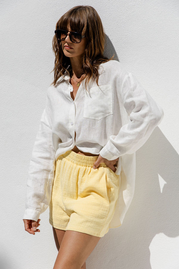 Brooklyn Cotton Shorts - Yellow - The Self Styler