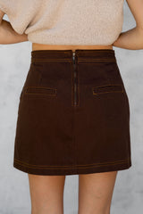 Sienna Denim Mini Skirt - Espresso - The Self Styler