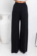 Adeline Wide-Leg Knit Pants - Black - The Self Styler