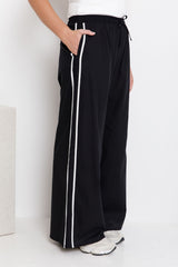Luna Wide-Leg Stripe Pants - Black - The Self Styler