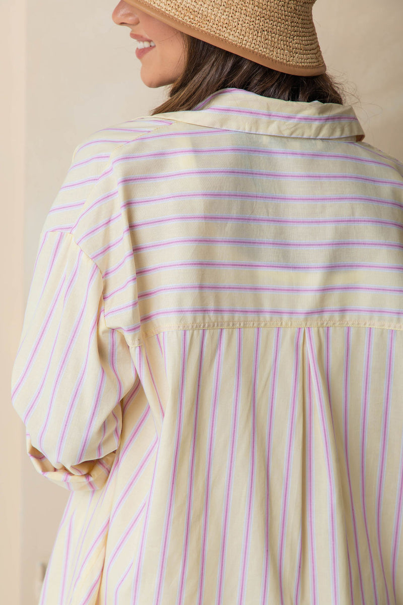 Bentley Relaxed-Fit Shirt - Yellow and Pink Stripe - The Self Styler