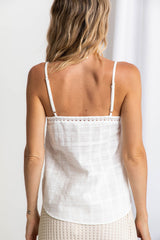 Hattie Lace Cami Top - White - The Self Styler