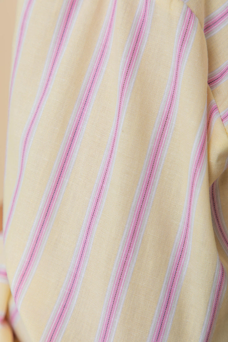 Bentley Relaxed-Fit Shirt - Yellow and Pink Stripe - The Self Styler