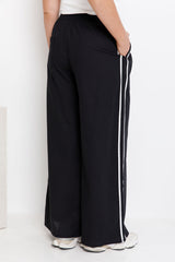 Luna Wide-Leg Stripe Pants - Black - The Self Styler