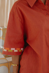Pia Linen Shirt - Papaya - The Self Styler