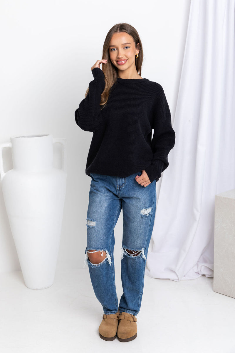 Jolie Knit Top - Black - The Self Styler