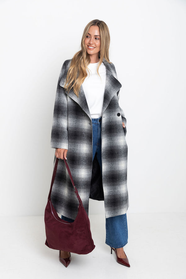 Carter Longline Coat  - Black & White