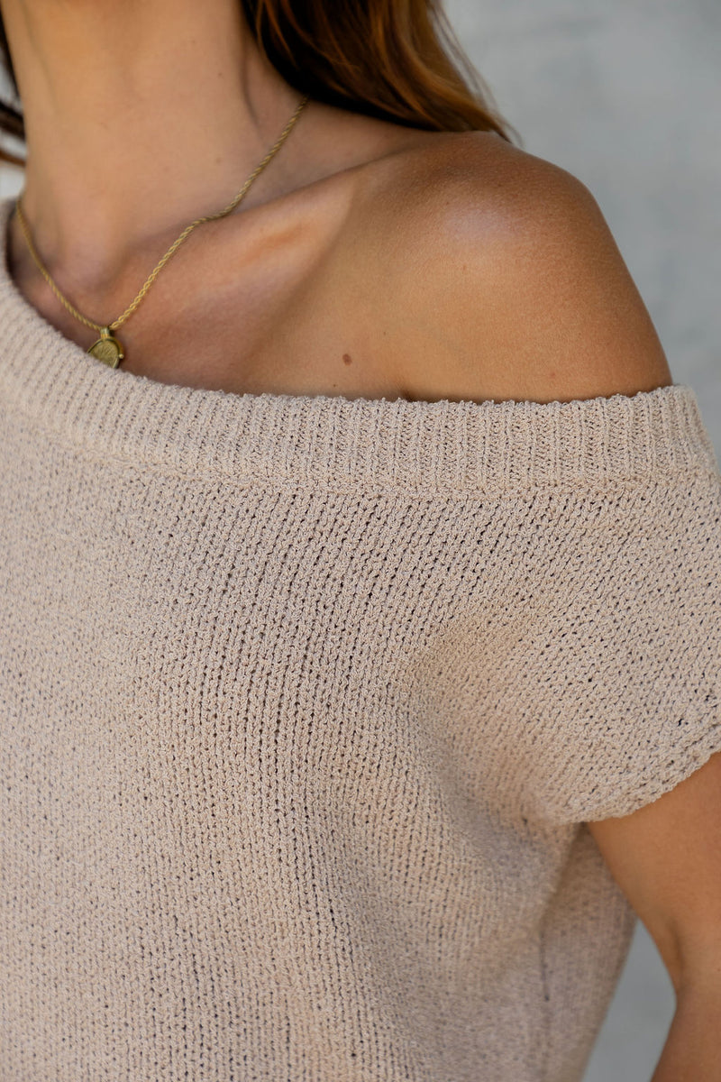 Avalon Off-The-Shoulder Top - Latte - The Self Styler
