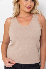 Ciara V-Neck Top - Tan - The Self Styler
